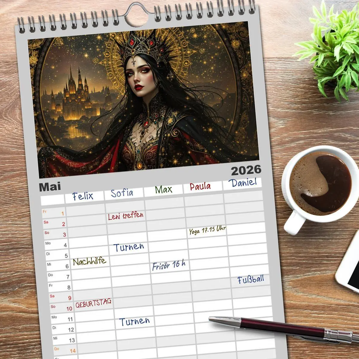 Bild: 9783516616965 | Familienplaner 2026 - Goth Fantasie mit 5 Spalten (Wandkalender, 21...