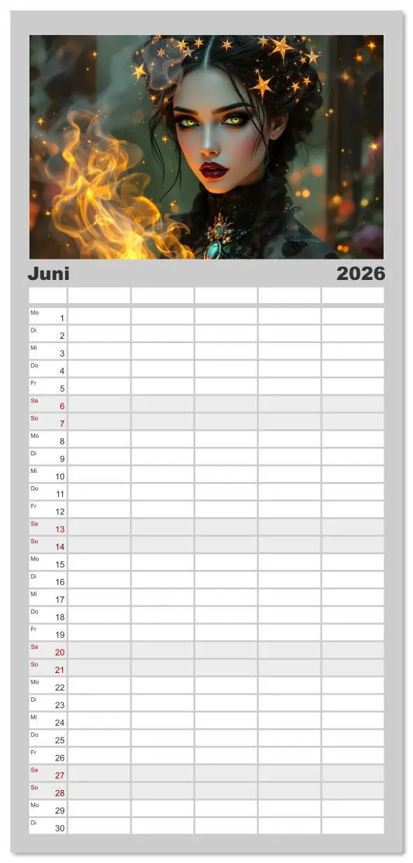 Bild: 9783516616965 | Familienplaner 2026 - Goth Fantasie mit 5 Spalten (Wandkalender, 21...