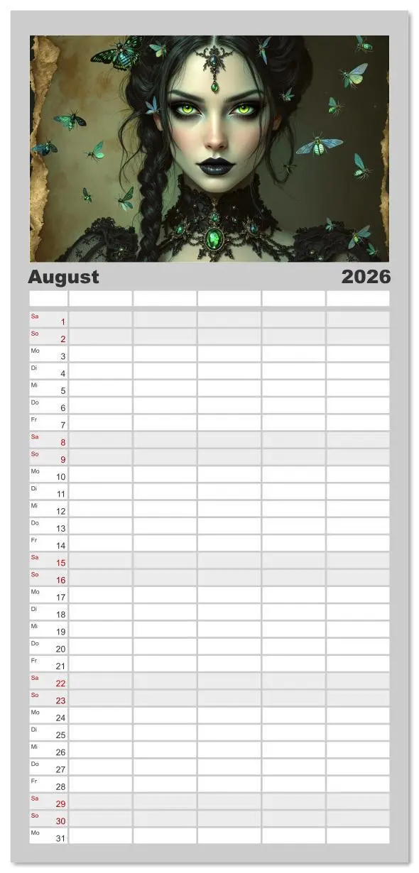 Bild: 9783516616965 | Familienplaner 2026 - Goth Fantasie mit 5 Spalten (Wandkalender, 21...
