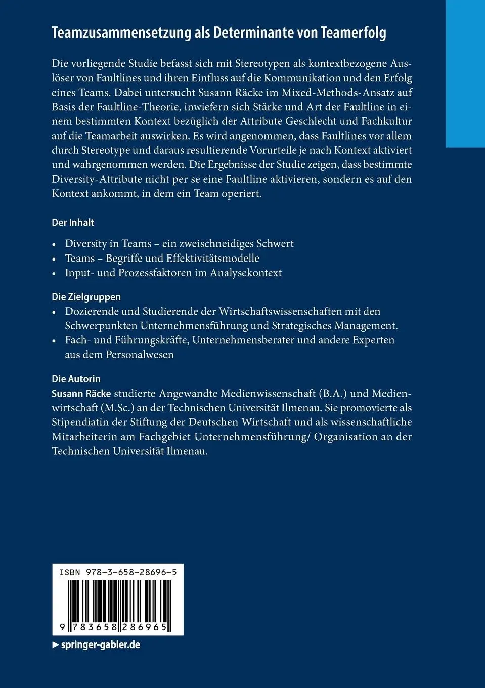 Rückseite: 9783658286965 | Teamzusammensetzung als Determinante von Teamerfolg | Susann Räcke