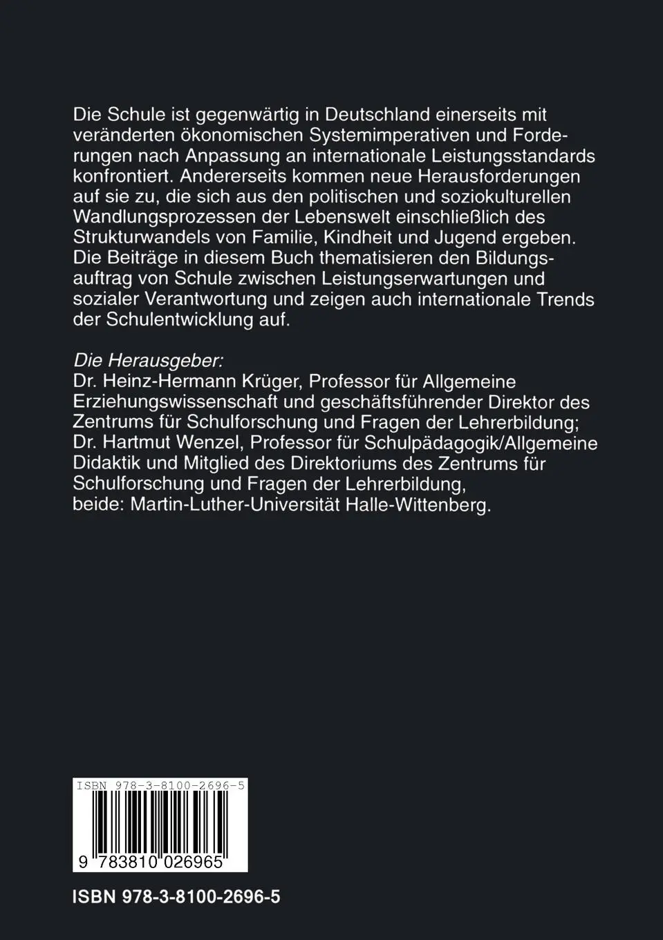 Rückseite: 9783810026965 | Schule zwischen Effektivität und sozialer Verantwortung | Taschenbuch