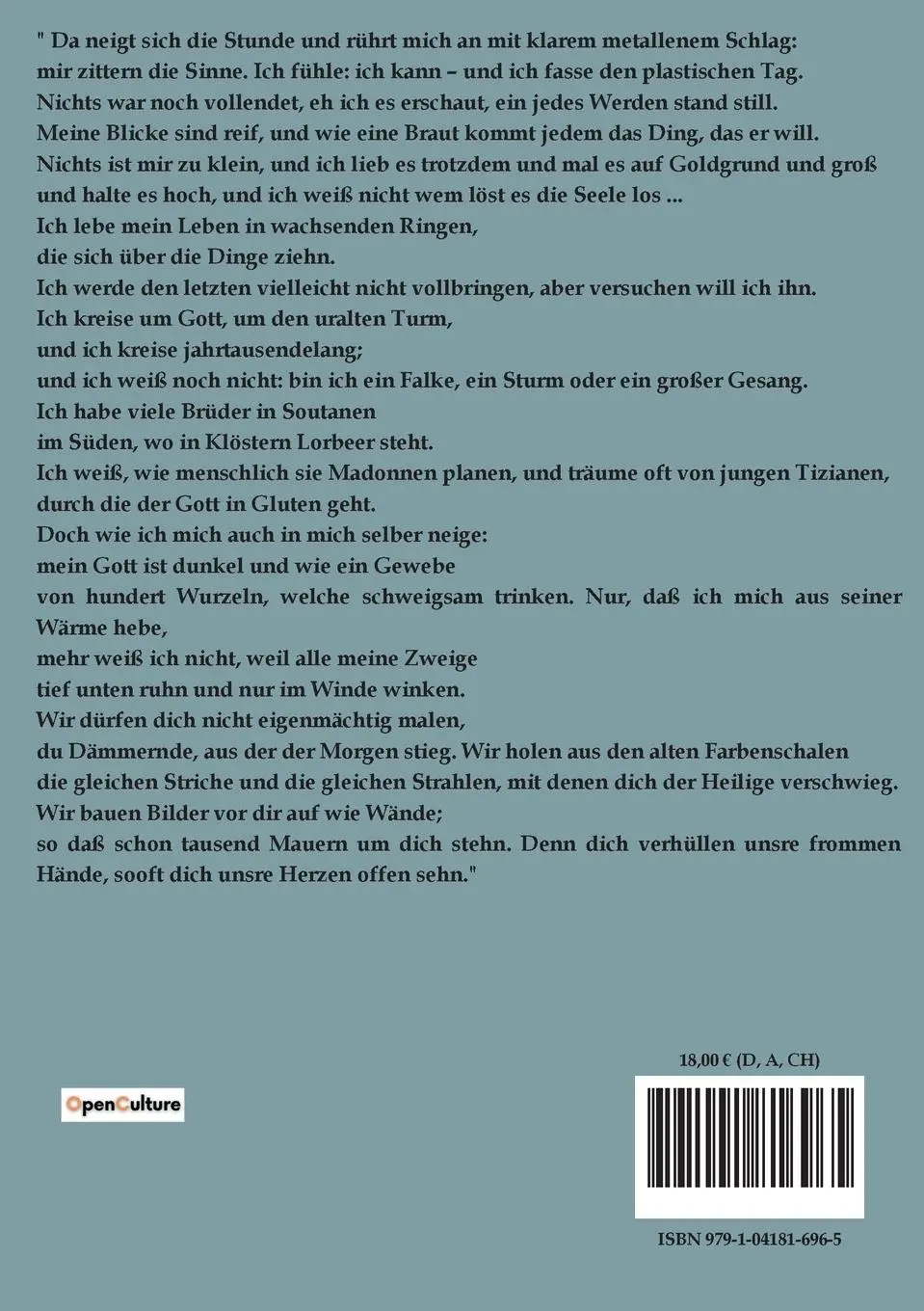 Rückseite: 9791041816965 | Das Stunden-Buch | Rainer Maria Rilke | Taschenbuch | 60 S. | Deutsch