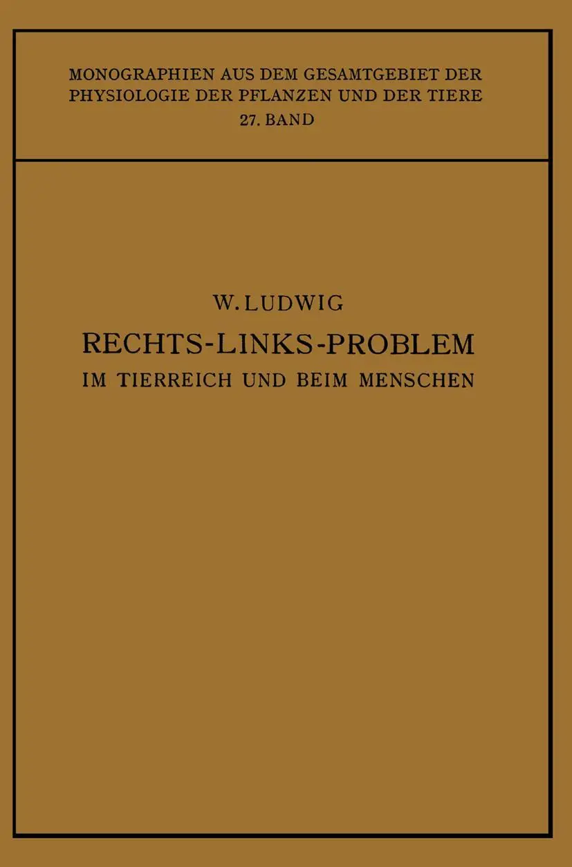 Cover: 9783662277065 | Das Rechts-Links-Problem im Tierreich und Beim Menschen | Ludwig | xi