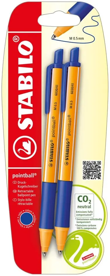 Cover: 4006381437165 | STABILO Druck-Kugelschreiber pointball blau 2er Set | B-43716-10