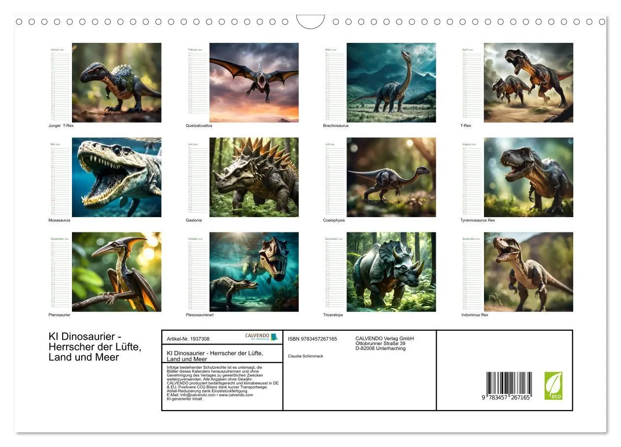 Bild: 9783457267165 | KI Dinosaurier - Herrscher der Lüfte, Land und Meer (Wandkalender...