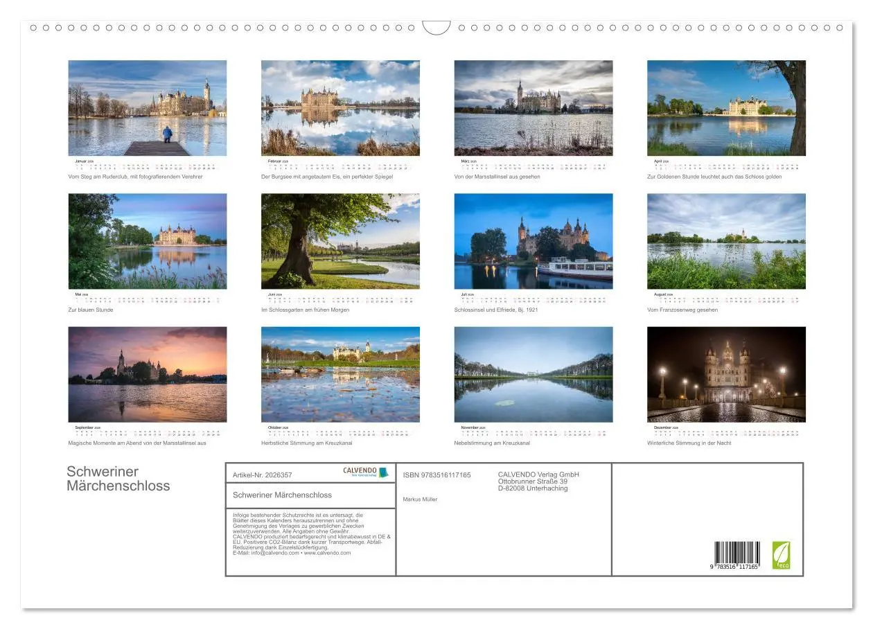 Bild: 9783516117165 | Schweriner Märchenschloss (Wandkalender 2026 DIN A2 quer), CALVENDO...