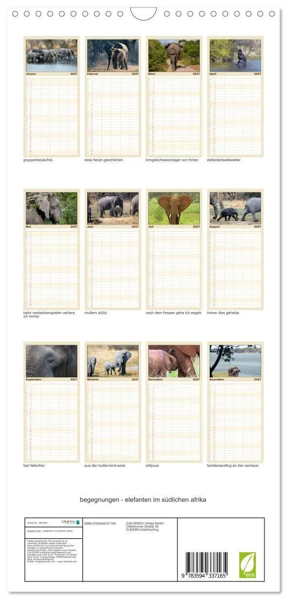 Bild: 9783594337165 | Familienplaner 2027 - begegnungen - elefanten im südlichen afrika...