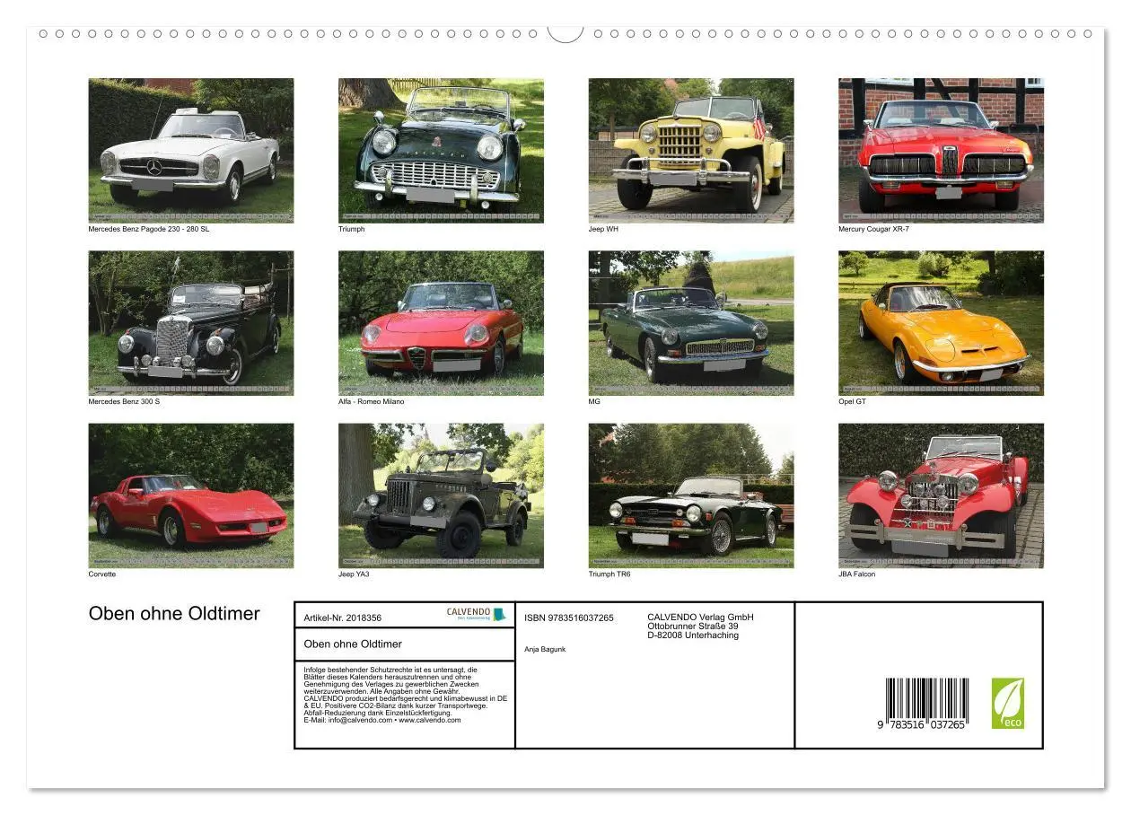 Bild: 9783516037265 | Oben ohne Oldtimer (hochwertiger Premium Wandkalender 2026 DIN A2...