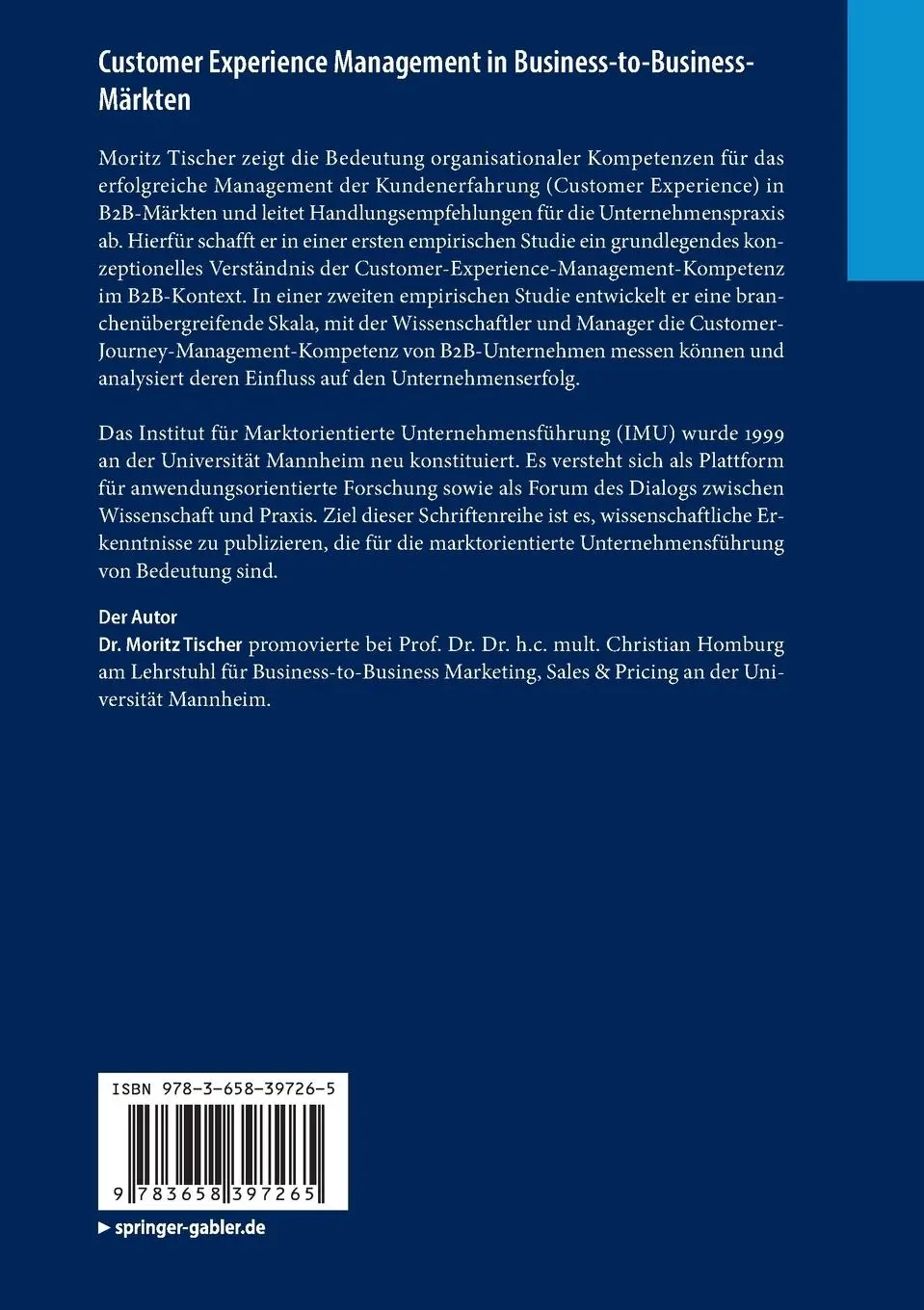 Rückseite: 9783658397265 | Customer Experience Management in Business-to-Business-Märkten | Buch