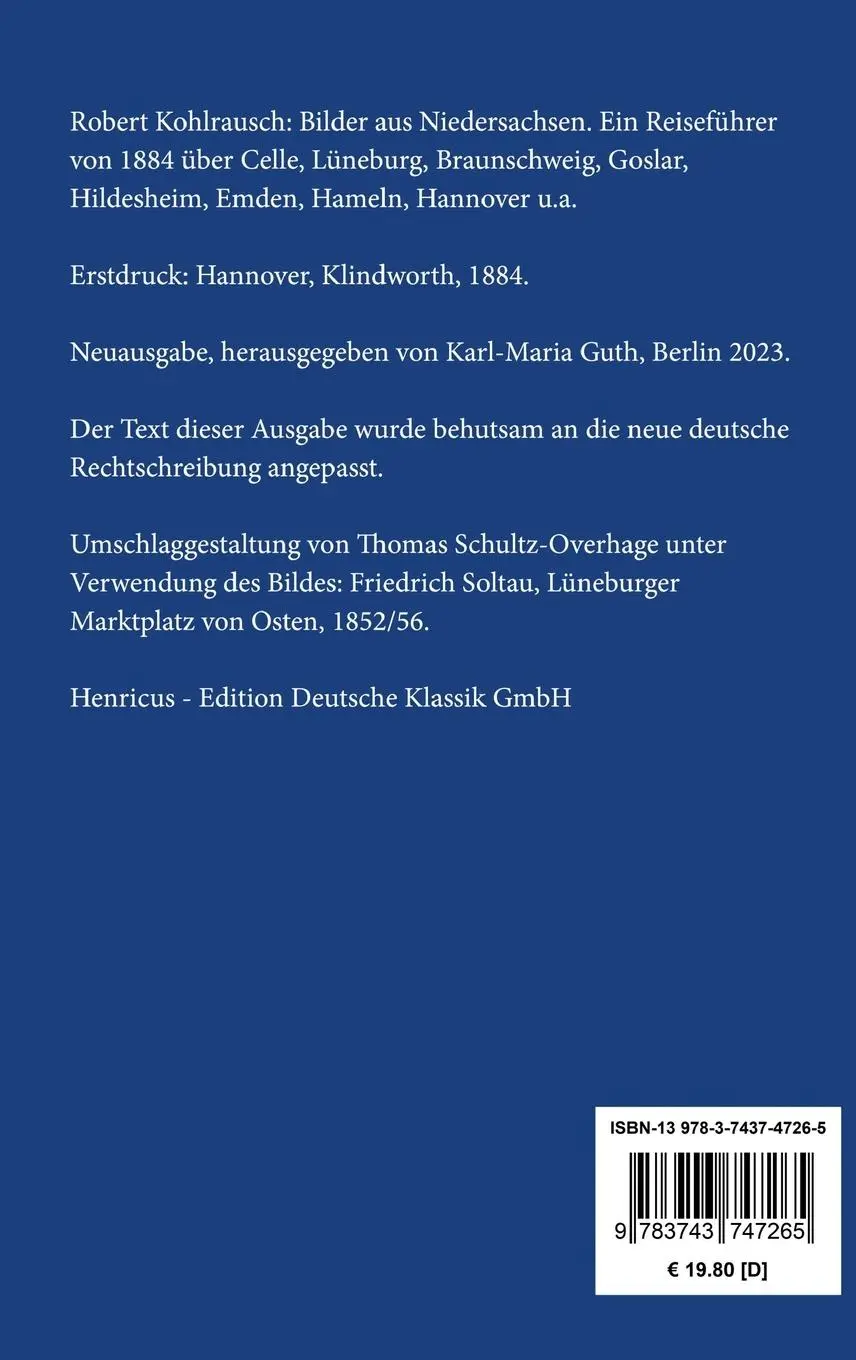Rückseite: 9783743747265 | Bilder aus Niedersachsen | Robert Kohlrausch | Buch | 84 S. | Deutsch