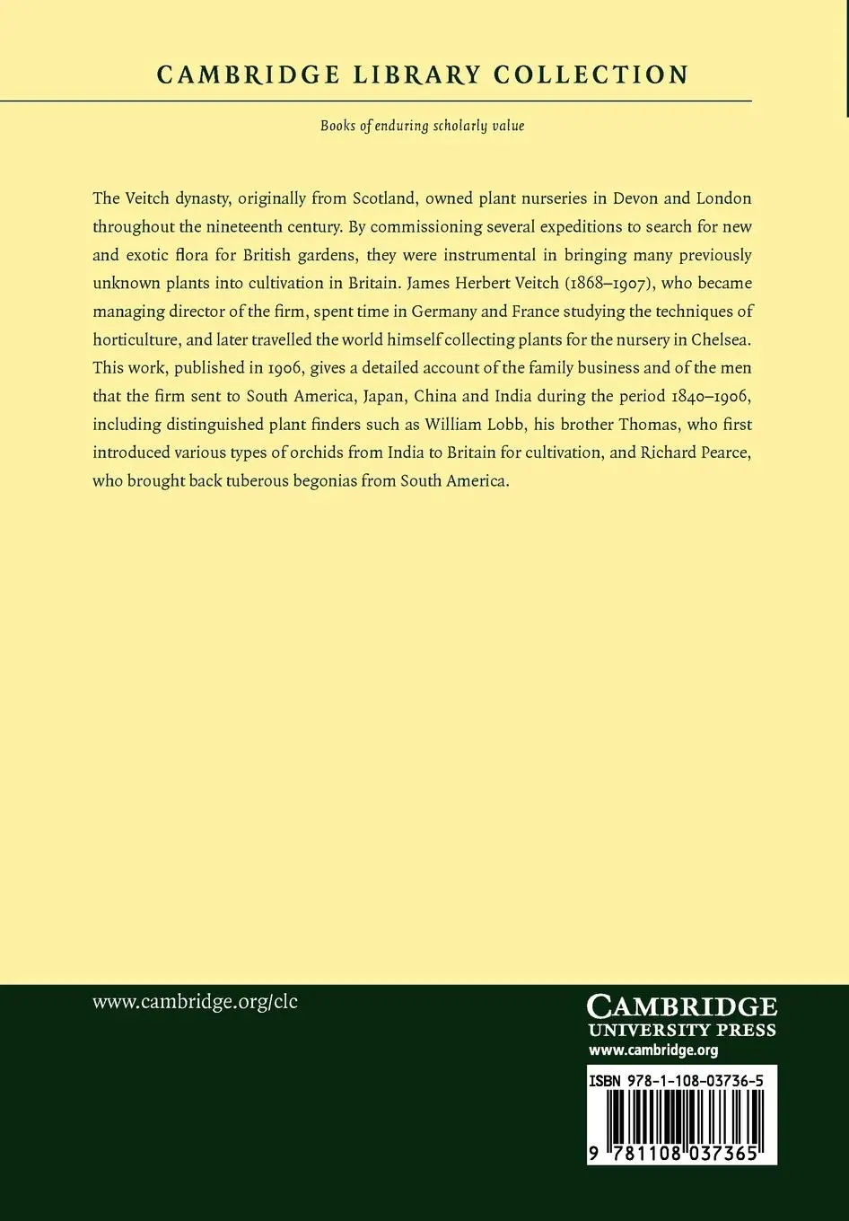 Rückseite: 9781108037365 | Hortus Veitchii | James Herbert Veitch | Taschenbuch | Englisch | 2011