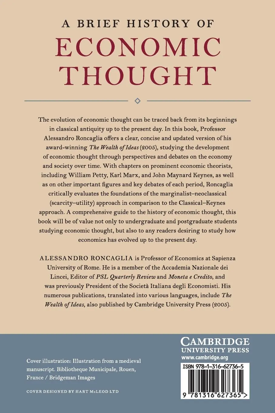 Rückseite: 9781316627365 | A Brief History of Economic Thought | Alessandro Roncaglia | Buch
