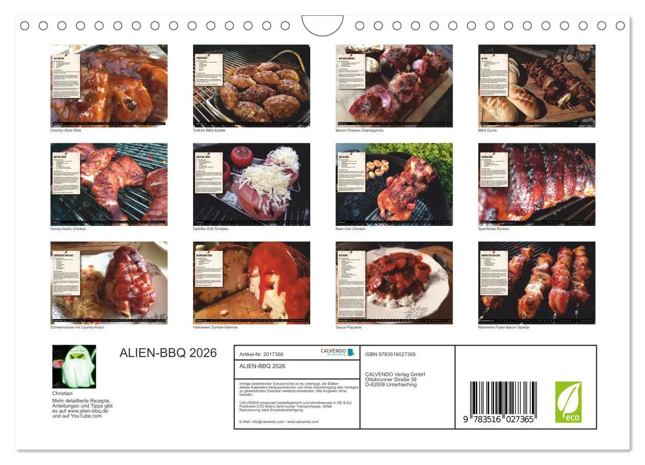 Bild: 9783516027365 | ALIEN-BBQ 2026 (Wandkalender 2026 DIN A4 quer), CALVENDO...