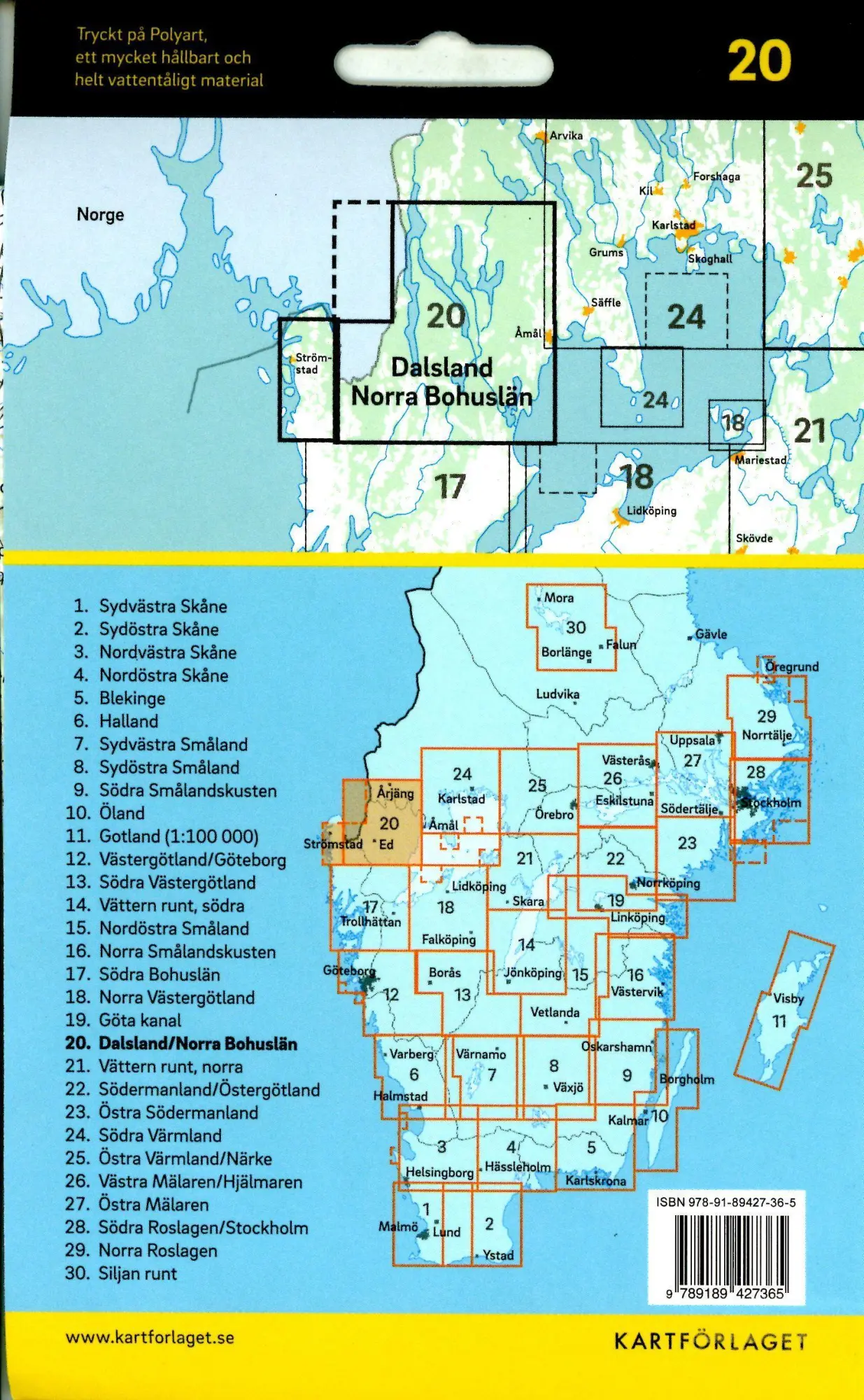 Bild: 9789189427365 | Cykelkartan Blad 20 Dalsland/Norra Bohuslän 1:90000 | (Land-)Karte