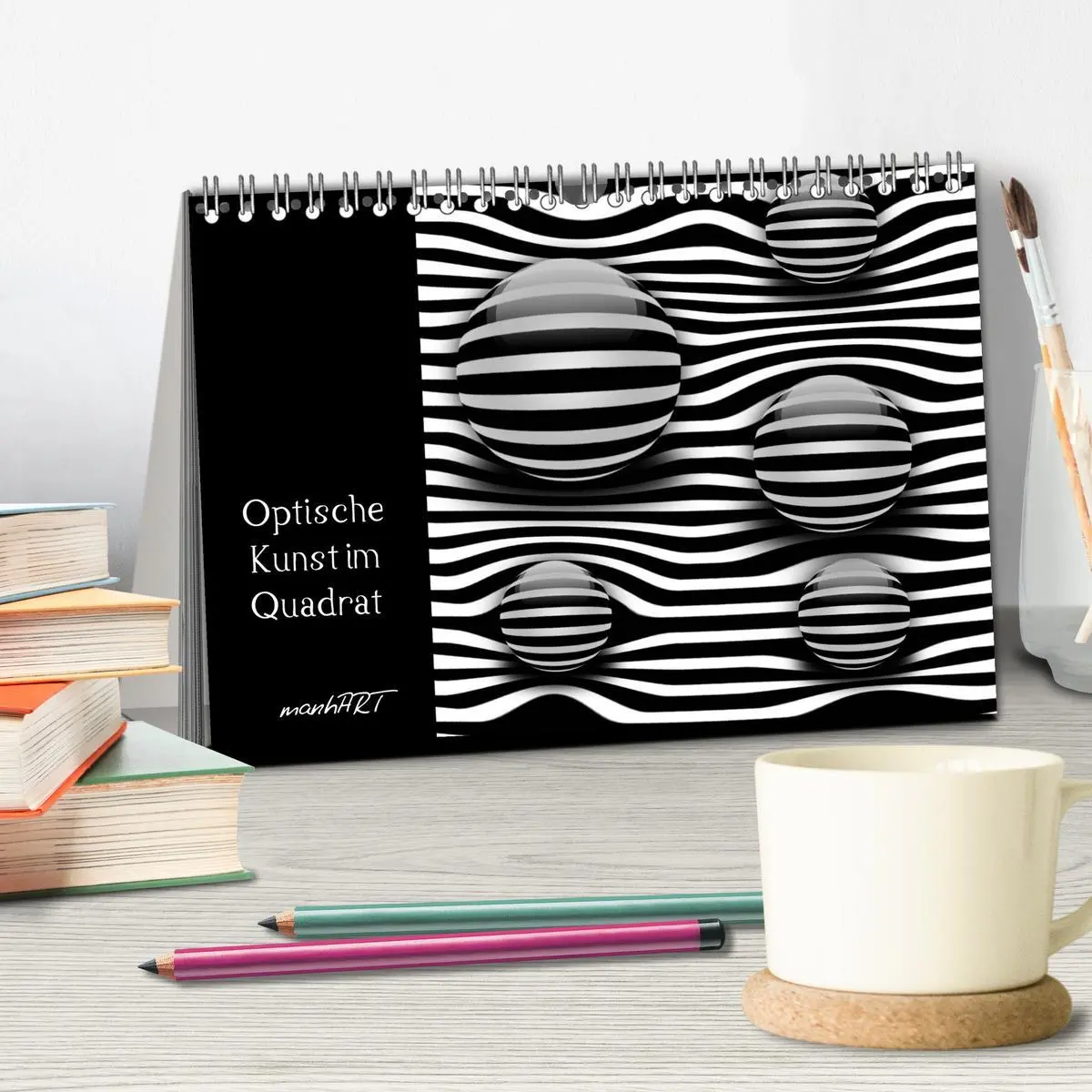 Bild: 9783516187465 | Optische Kunst im Quadrat (Tischkalender 2026 DIN A5 quer),...