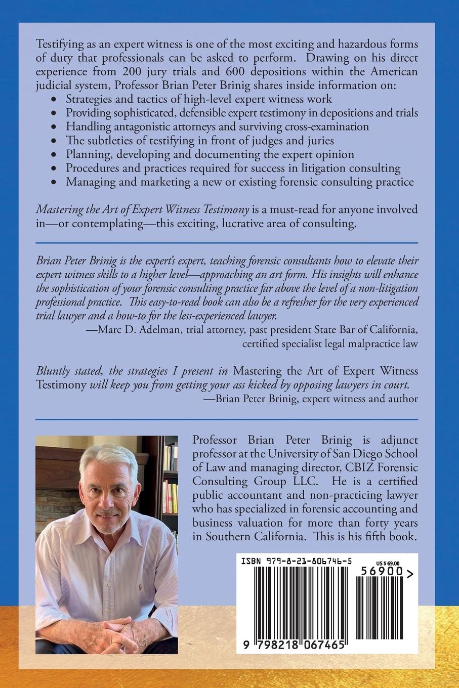 Rückseite: 9798218067465 | Mastering the Art of Expert Witness Testimony | Brian Peter Brinig