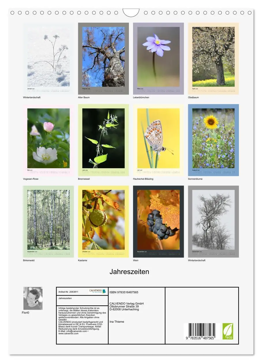 Bild: 9783516487565 | Jahreszeiten (Wandkalender 2026 DIN A3 hoch), CALVENDO Monatskalender