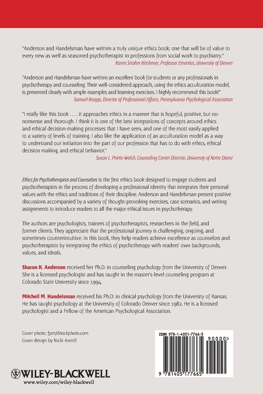 Rückseite: 9781405177665 | Ethics for Psychotherapists and Counselors | A Proactive Approach
