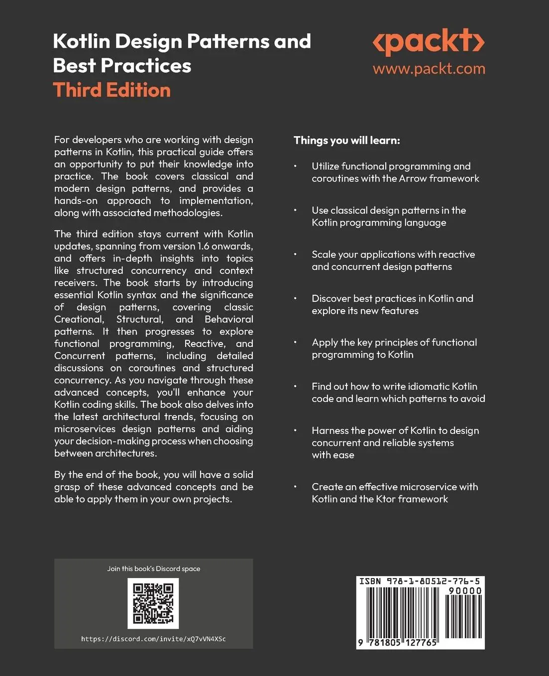 Rückseite: 9781805127765 | Kotlin Design Patterns and Best Practices - Third Edition | Soshin Rückseite: 9781805127765 | Kotlin Design Patterns and Best Practices - Third Edition | Soshin