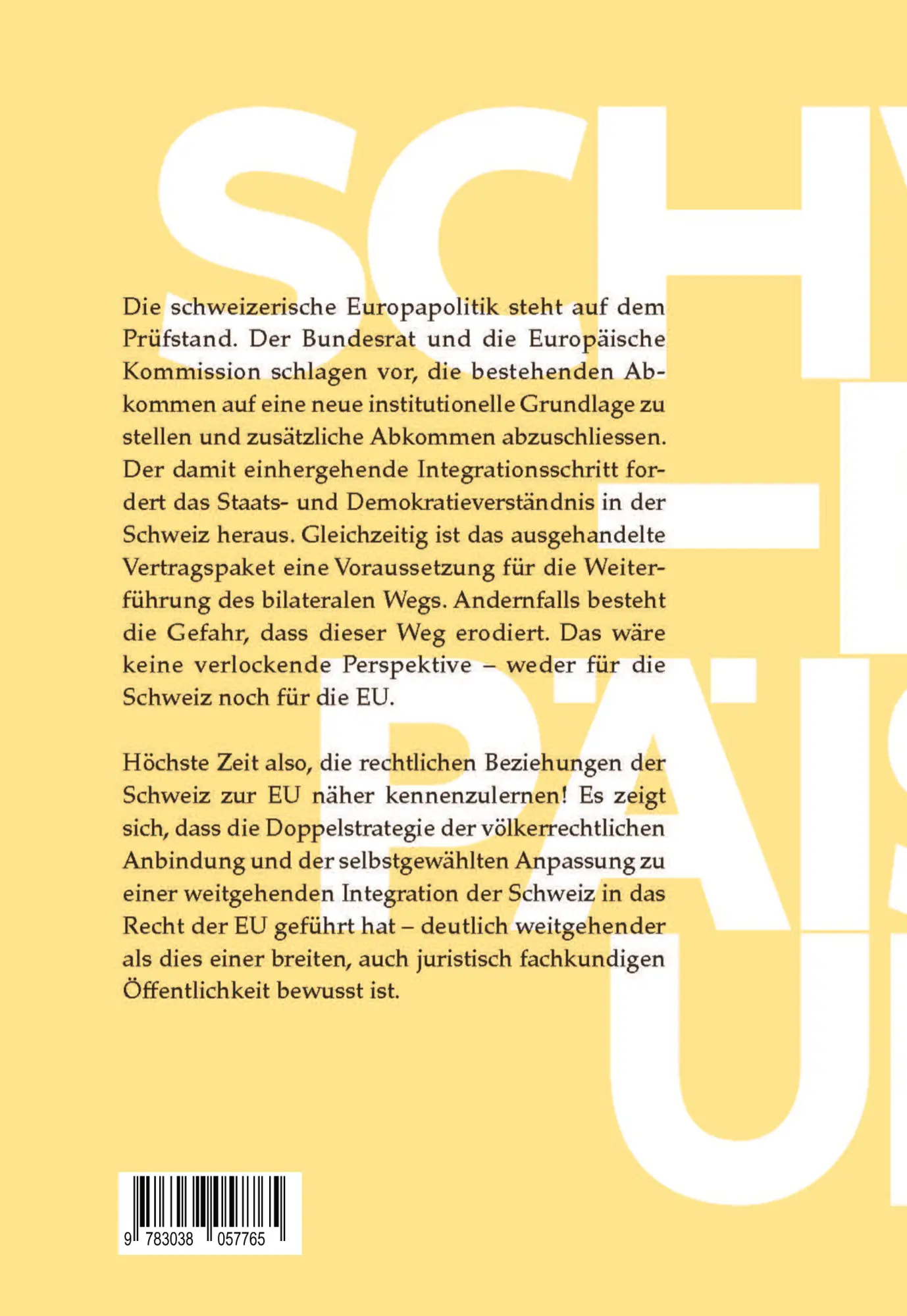 Rückseite: 9783038057765 | Schweiz - Europäische Union | Matthias Oesch | Taschenbuch | 368 S.