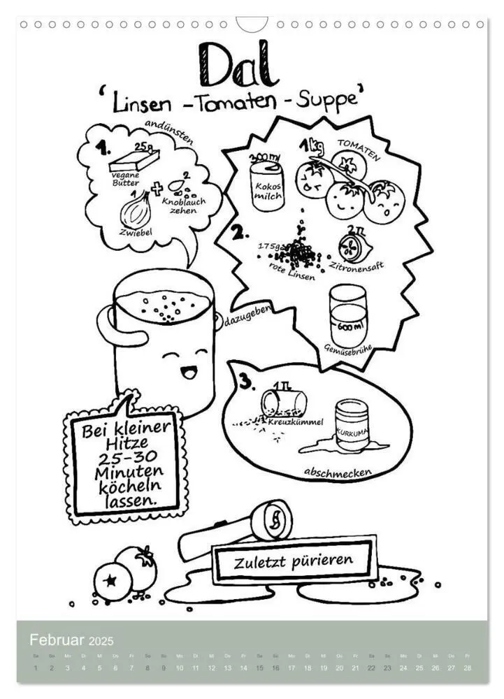 Bild: 9783435977765 | KOCH MAL KALENDER - Lustige Rezepte zum Ausmalen (Wandkalender 2025...