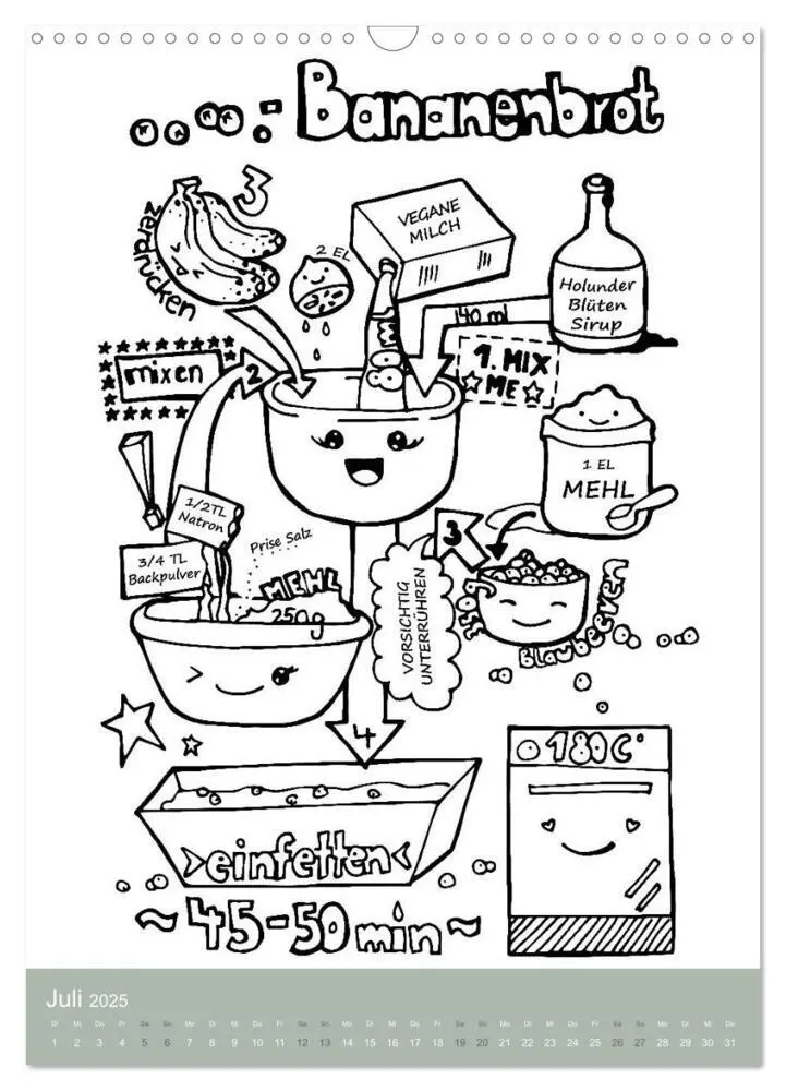 Bild: 9783435977765 | KOCH MAL KALENDER - Lustige Rezepte zum Ausmalen (Wandkalender 2025...