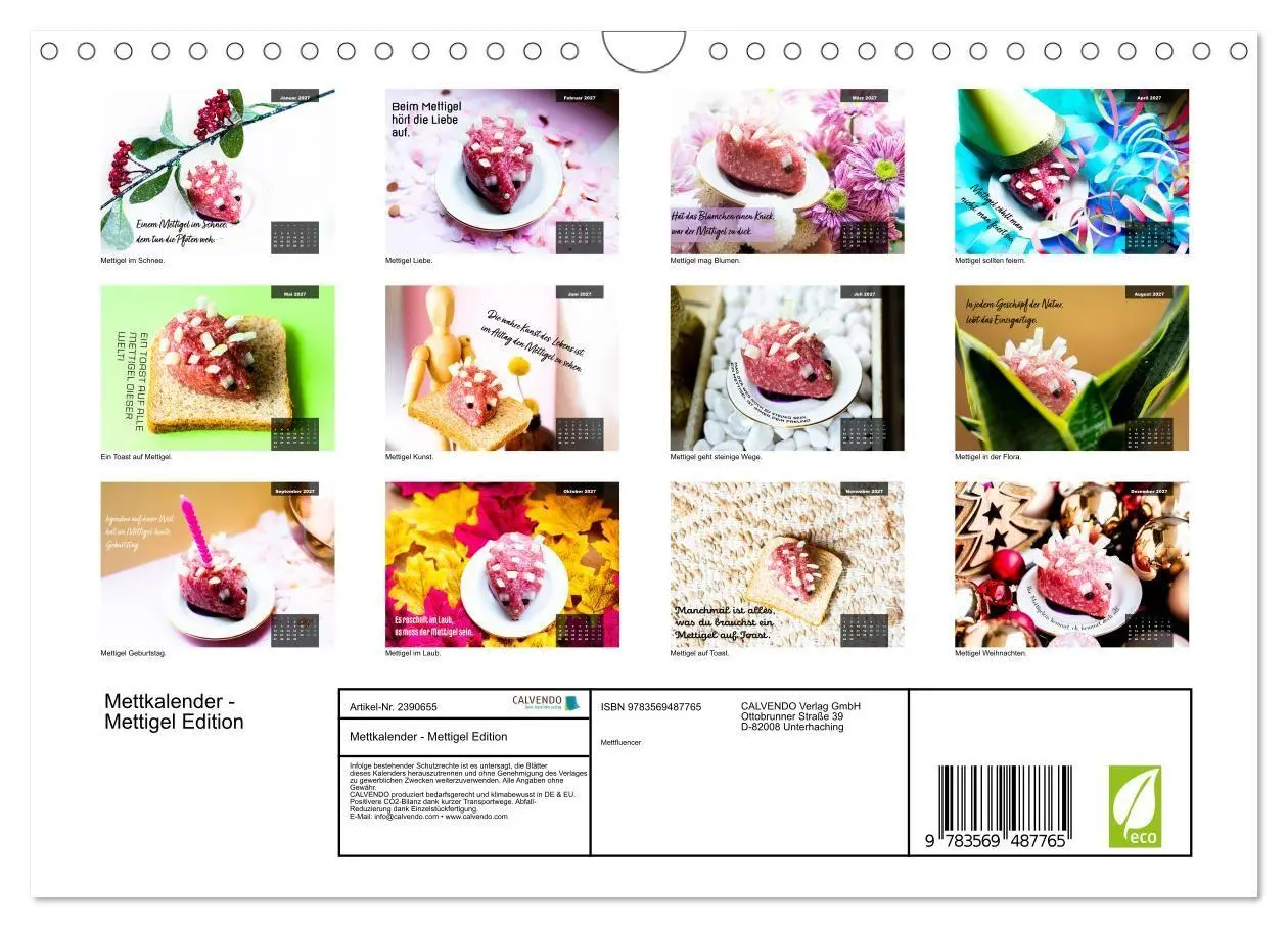 Bild: 9783569487765 | Mettkalender - Mettigel Edition (Wandkalender 2027 DIN A4 quer),...