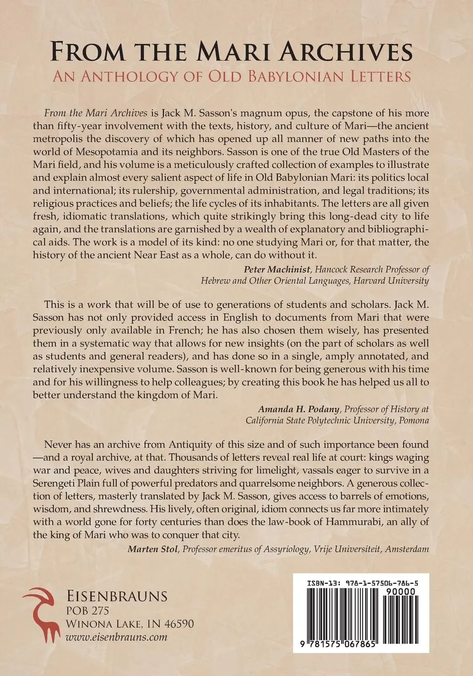 Rückseite: 9781575067865 | From the Mari Archives | Jack M Sasson | Taschenbuch | Englisch | 2025