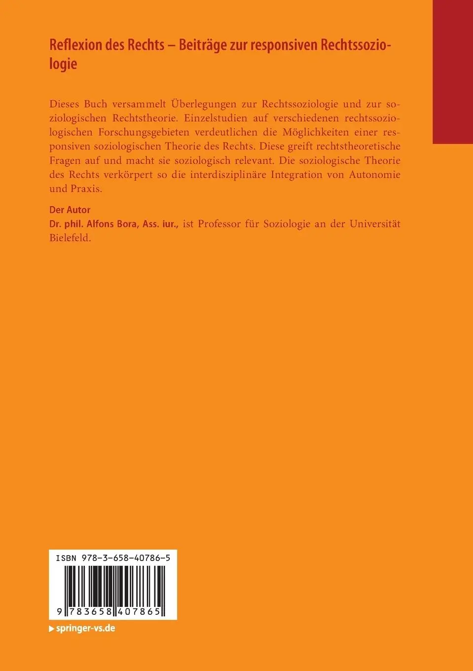 Rückseite: 9783658407865 | Reflexion des Rechts - Beiträge zur responsiven Rechtssoziologie | ix