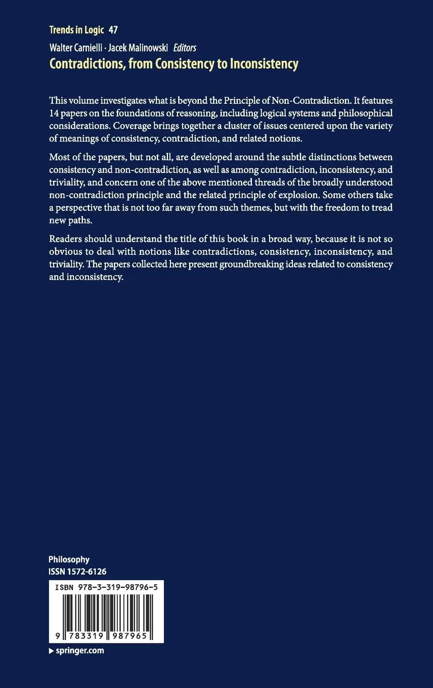 Rückseite: 9783319987965 | Contradictions, from Consistency to Inconsistency | Malinowski (u. a.)