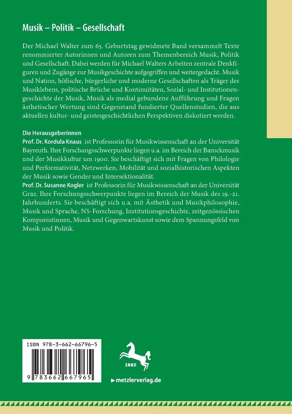 Rückseite: 9783662667965 | Musik - Politik - Gesellschaft | Michael Walter zum 65. Geburtstag