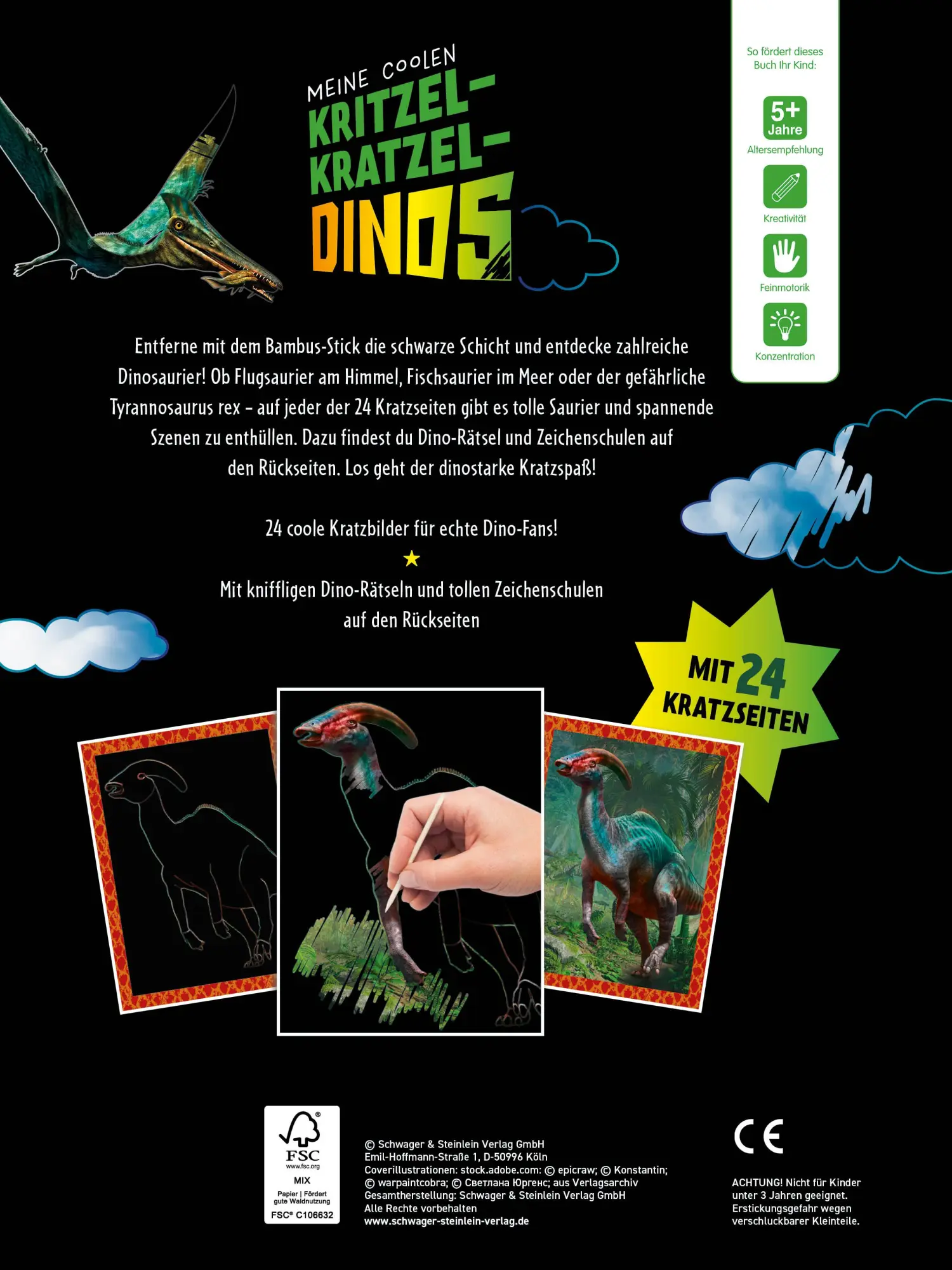 Rückseite: 9783849947965 | Meine coolen Kritzel-Kratzel-Dinos | Schwager &amp; Steinlein Verlag