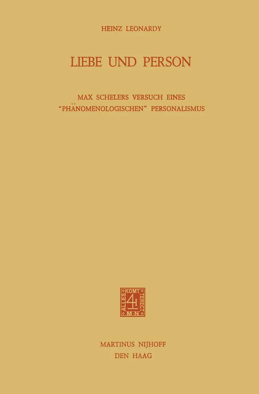 Cover: 9789024717965 | Liebe und Person | H. Leonardy | Taschenbuch | 269 S. | Deutsch | 1976