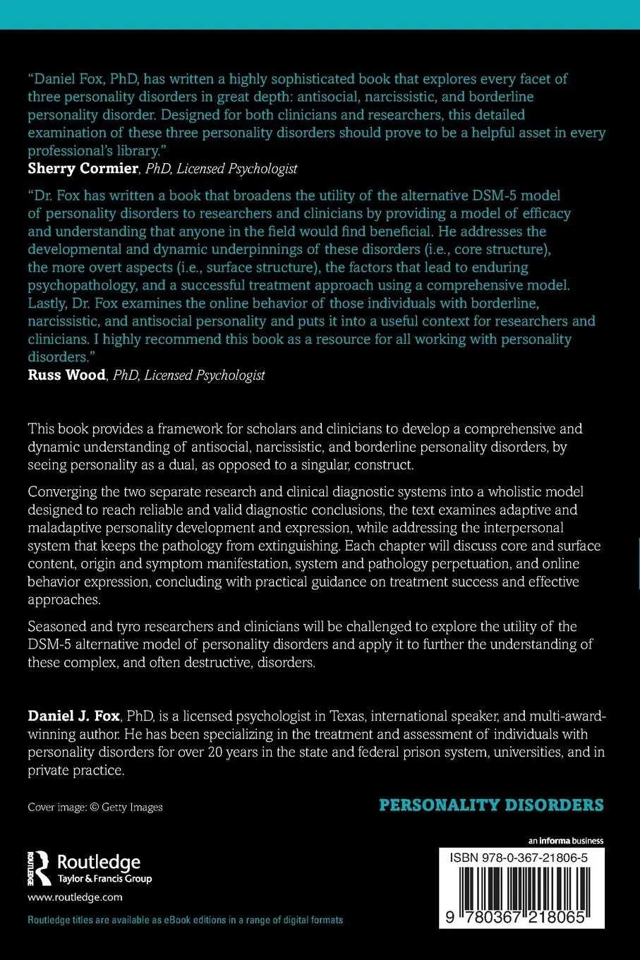 Rückseite: 9780367218065 | Antisocial, Narcissistic, and Borderline Personality Disorders | Fox