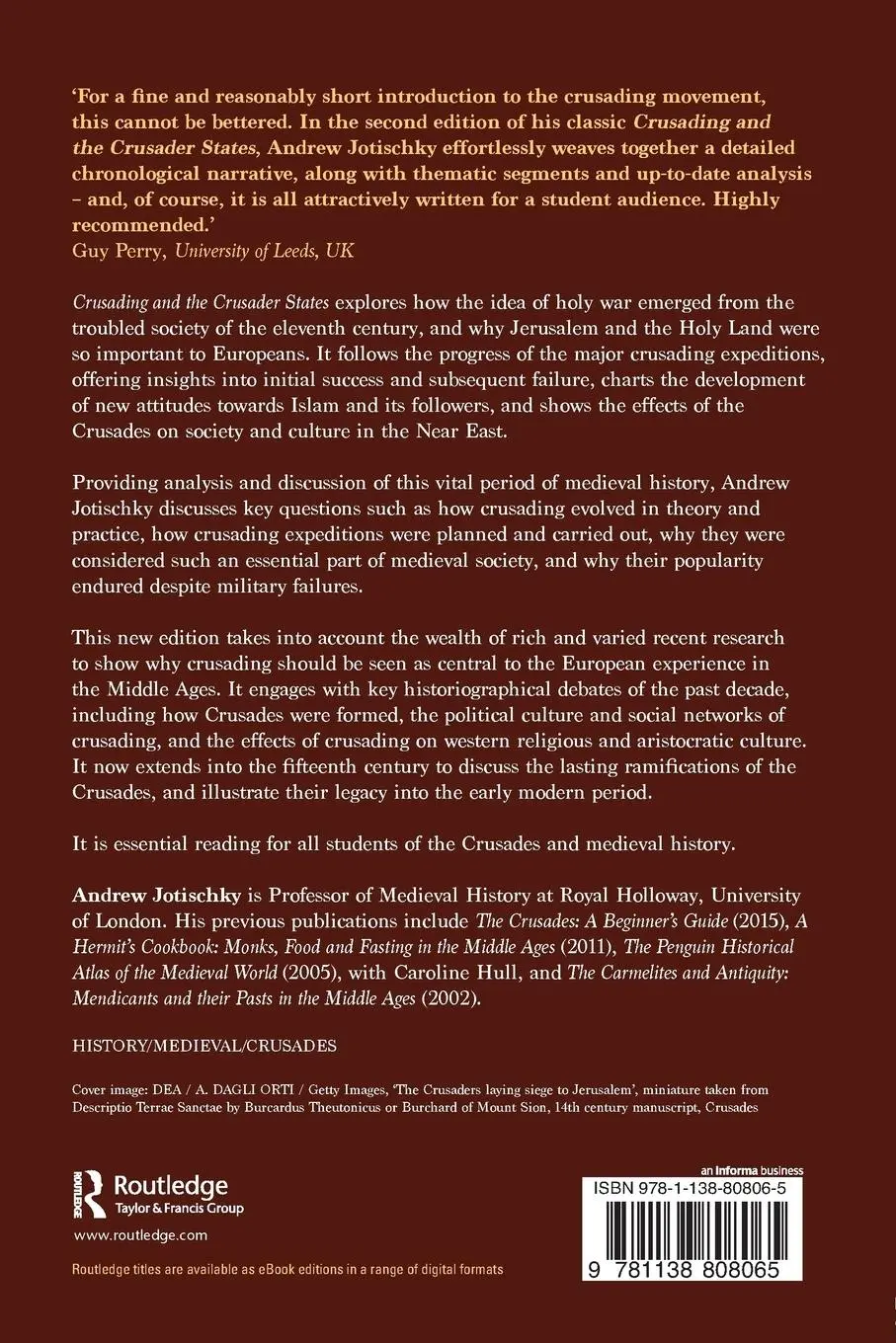 Rückseite: 9781138808065 | Crusading and the Crusader States | Andrew Jotischky | Taschenbuch