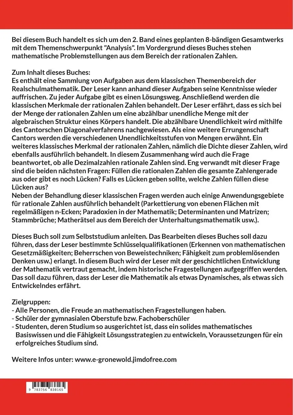 Rückseite: 9783756838165 | Ewalds Mathespielwiese | Ewald Gronewold | Taschenbuch | Paperback