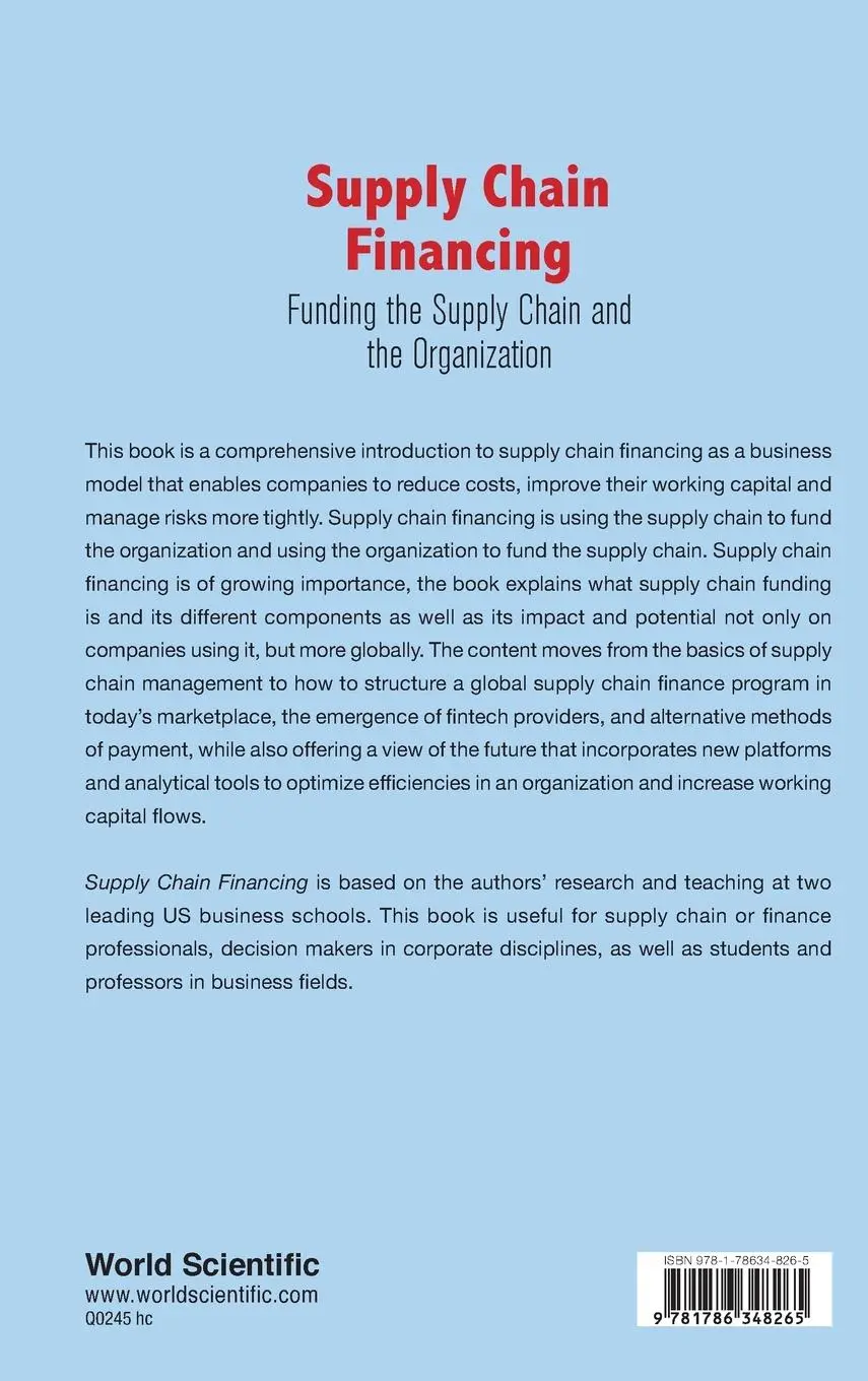Rückseite: 9781786348265 | SUPPLY CHAIN FINANCING | Rudolf Leuschner &amp; Thomas Dale S Rogers