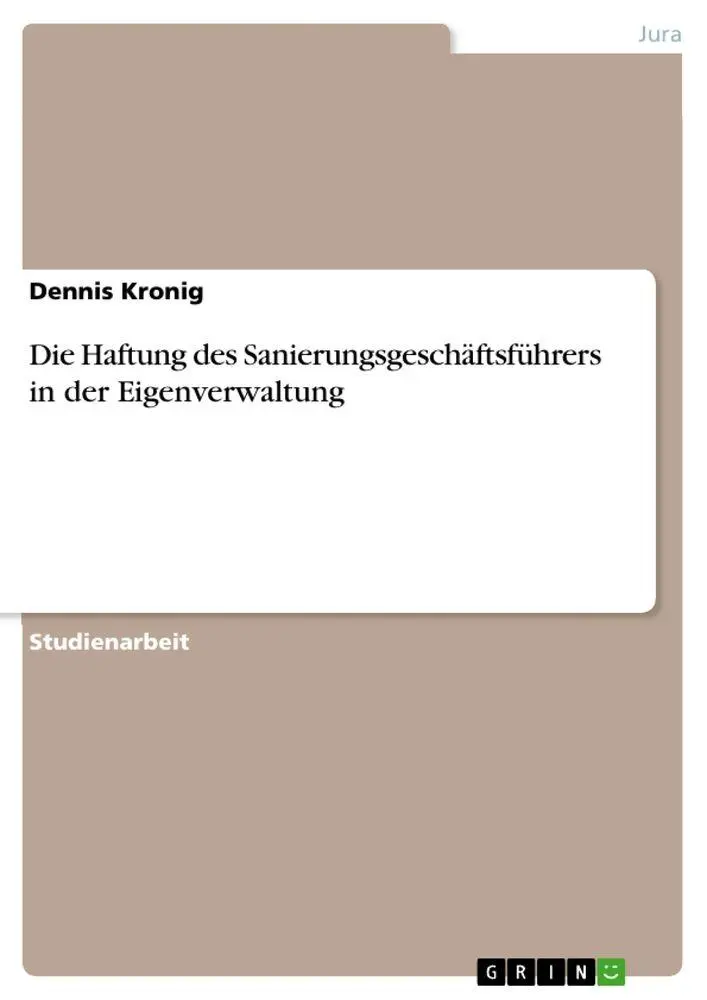 Cover: 9783346588265 | Die Haftung des Sanierungsgeschäftsführers in der Eigenverwaltung