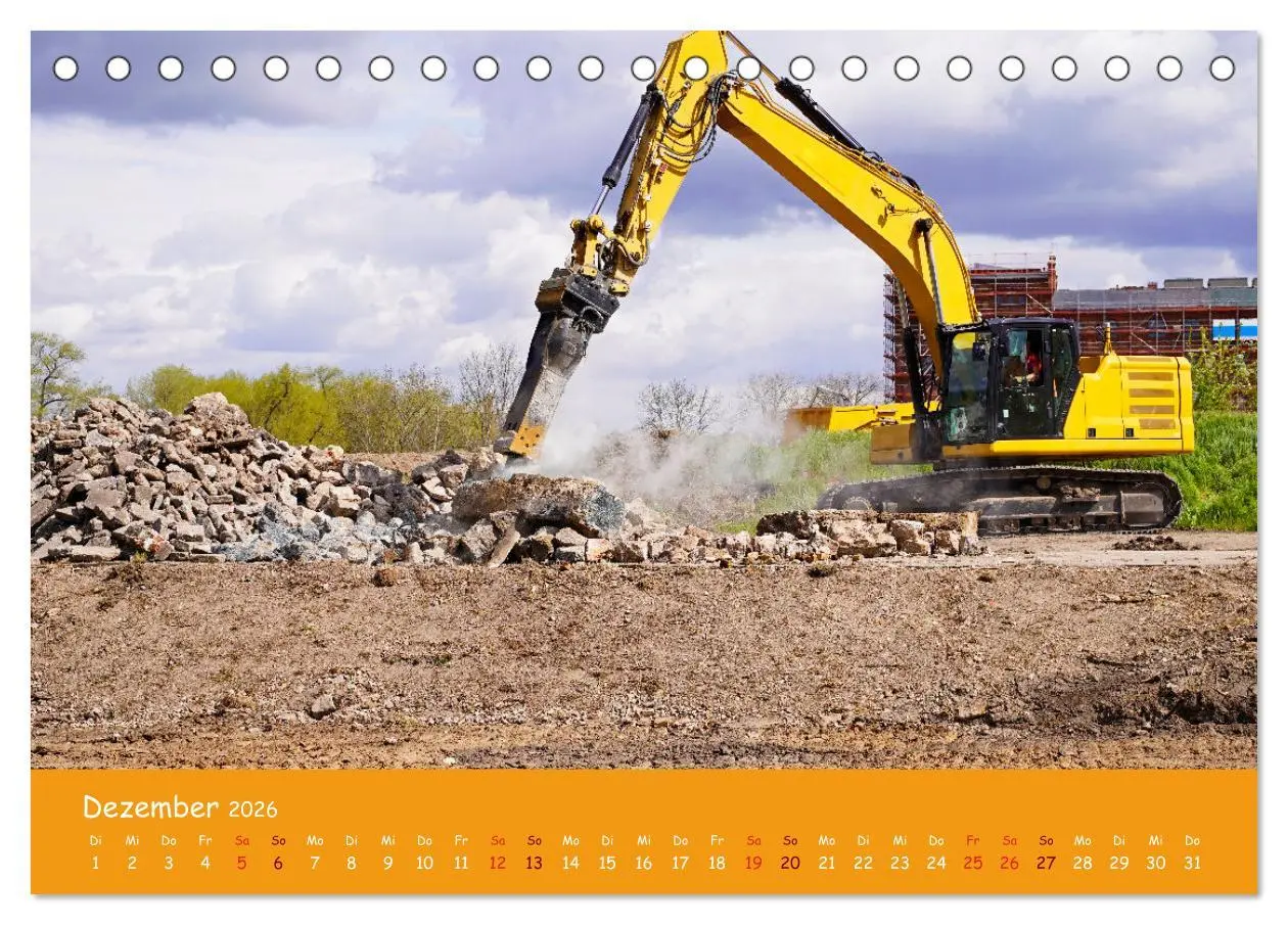 Bild: 9783457608265 | Baumaschinen im Einsatz (Tischkalender 2026 DIN A5 quer), CALVENDO...
