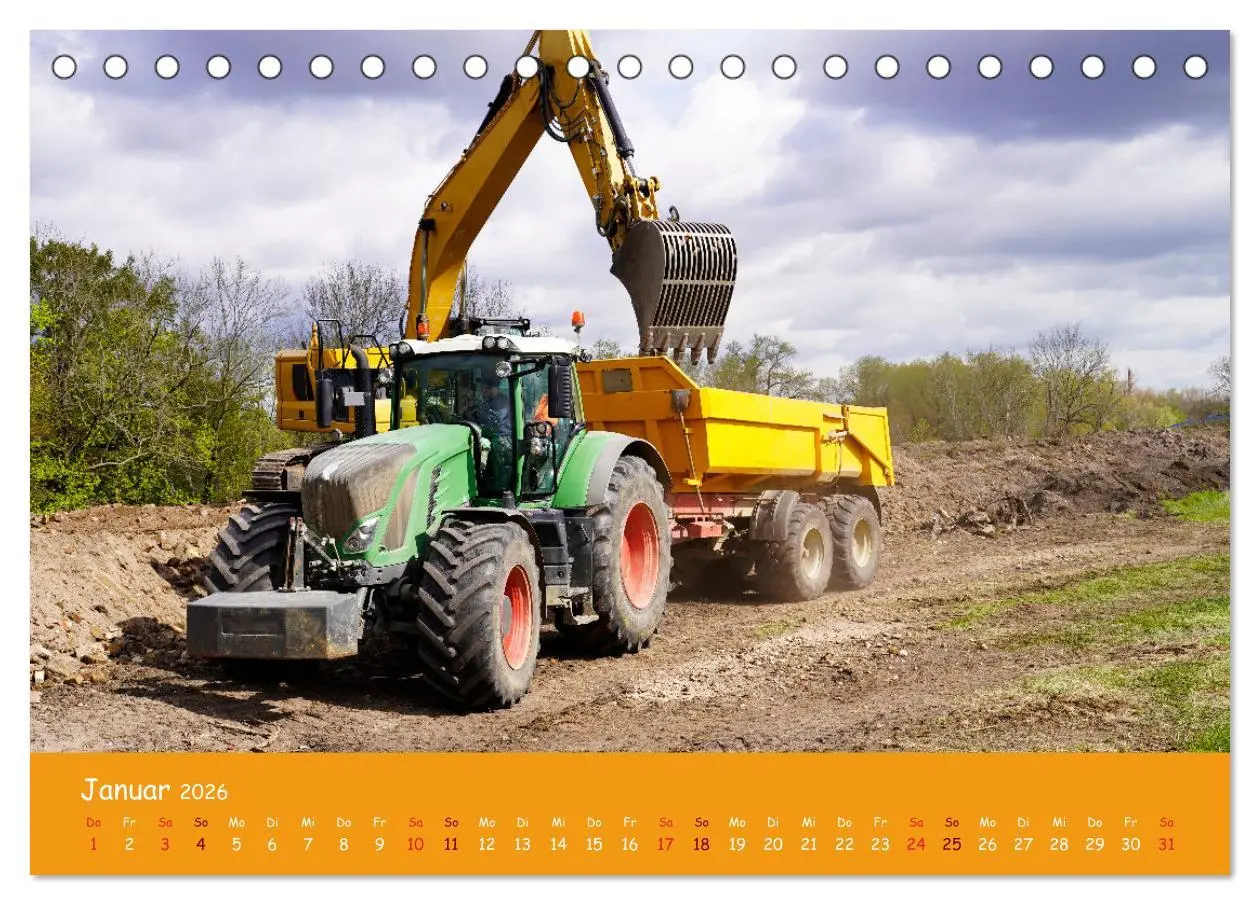 Bild: 9783457608265 | Baumaschinen im Einsatz (Tischkalender 2026 DIN A5 quer), CALVENDO...