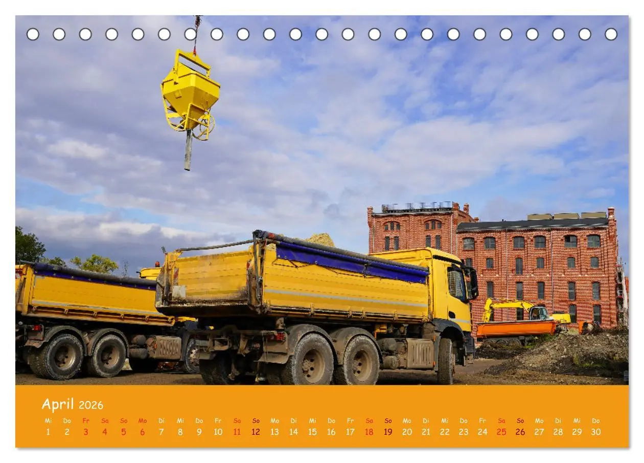 Bild: 9783457608265 | Baumaschinen im Einsatz (Tischkalender 2026 DIN A5 quer), CALVENDO...