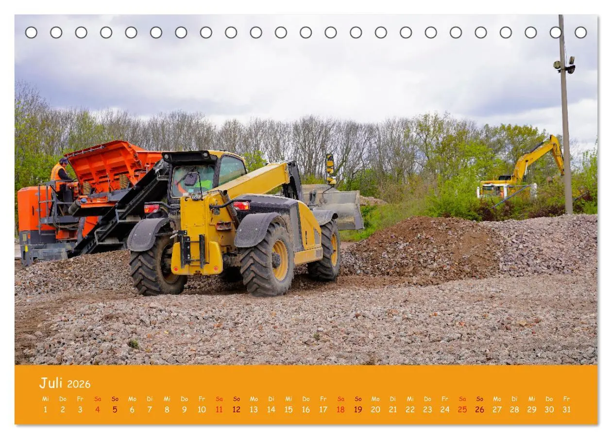 Bild: 9783457608265 | Baumaschinen im Einsatz (Tischkalender 2026 DIN A5 quer), CALVENDO...