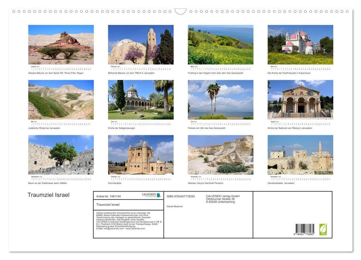 Bild: 9783457778265 | Traumziel Israel (Wandkalender 2026 DIN A2 quer), CALVENDO...