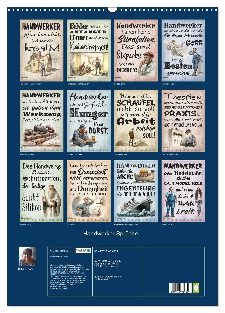 Bild: 9783516318265 | Handwerker Sprüche (Wandkalender 2026 DIN A2 hoch), CALVENDO...