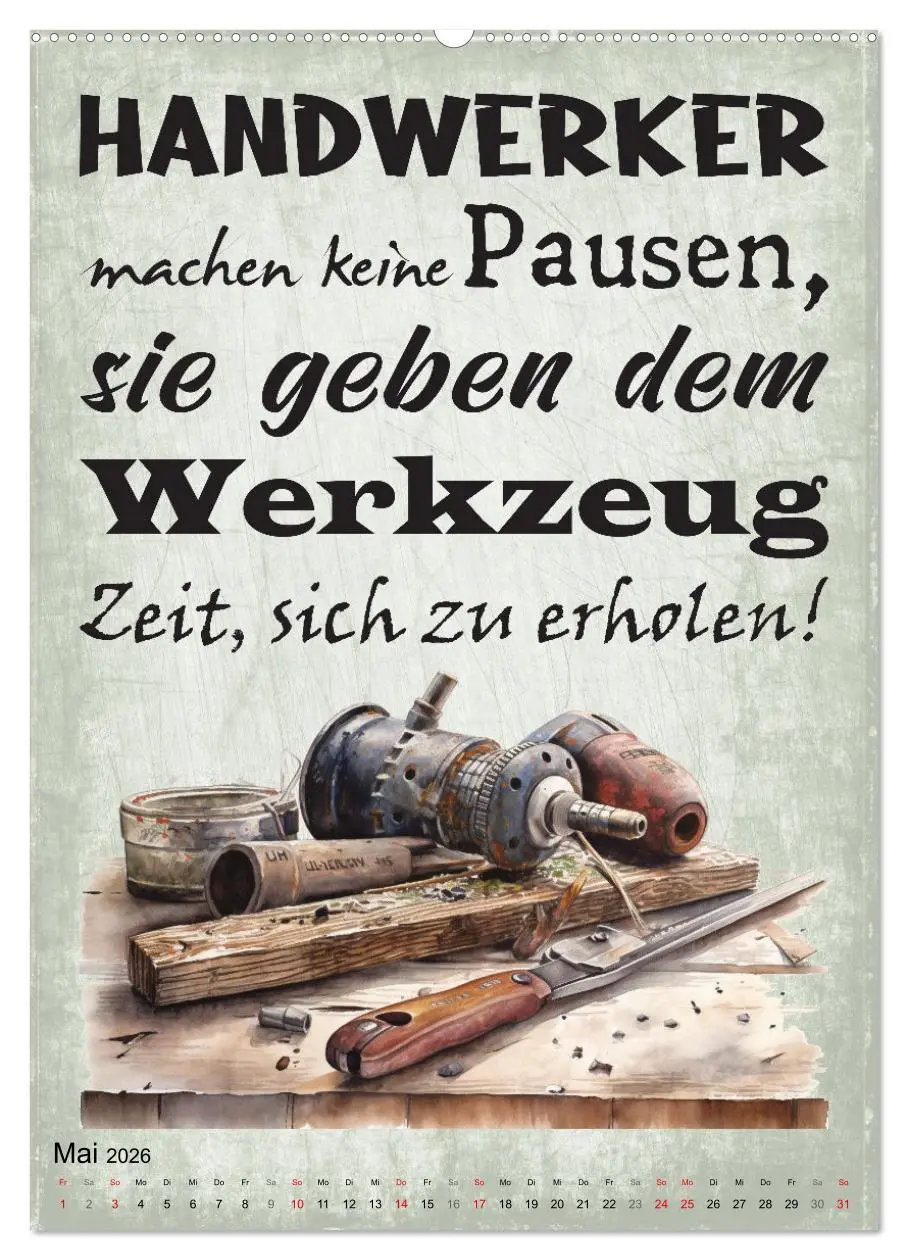 Bild: 9783516318265 | Handwerker Sprüche (Wandkalender 2026 DIN A2 hoch), CALVENDO...