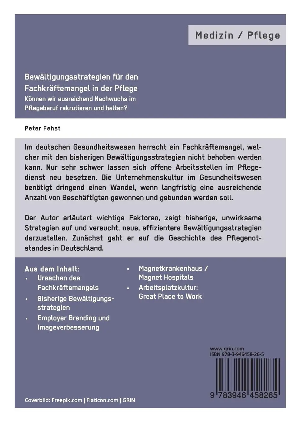 Rückseite: 9783946458265 | Bewältigungsstrategien für den Fachkräftemangel in der Pflege | Fehst