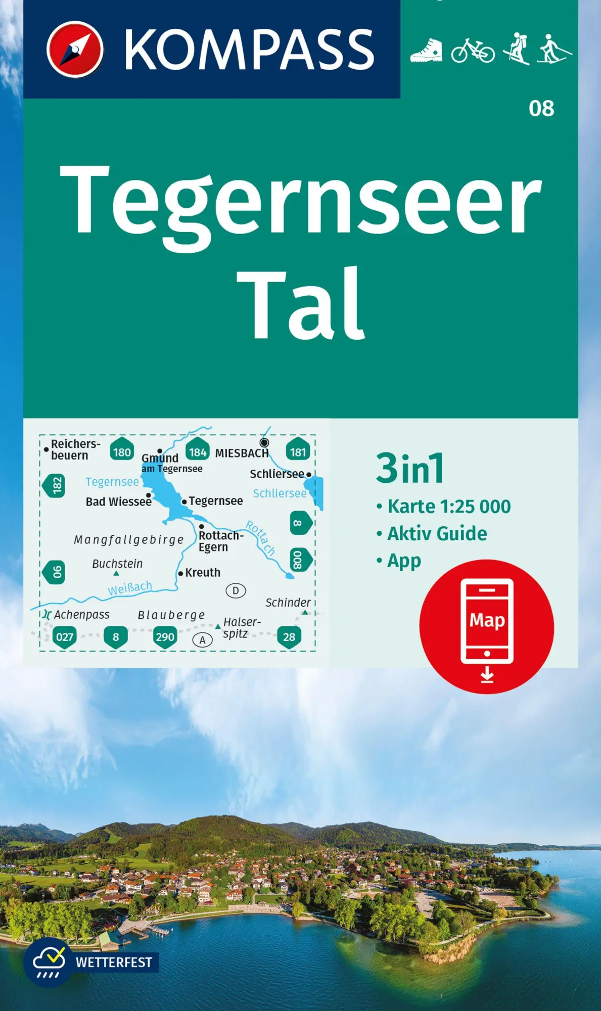 Cover: 9783991218265 | KOMPASS Wanderkarte 08 Tegernseer Tal 1:25.000 | (Land-)Karte | 2023