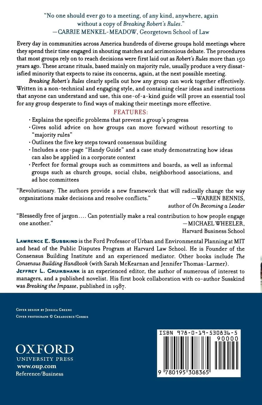 Rückseite: 9780195308365 | Breaking Robert's Rules | Lawrence E. Susskind (u. a.) | Taschenbuch