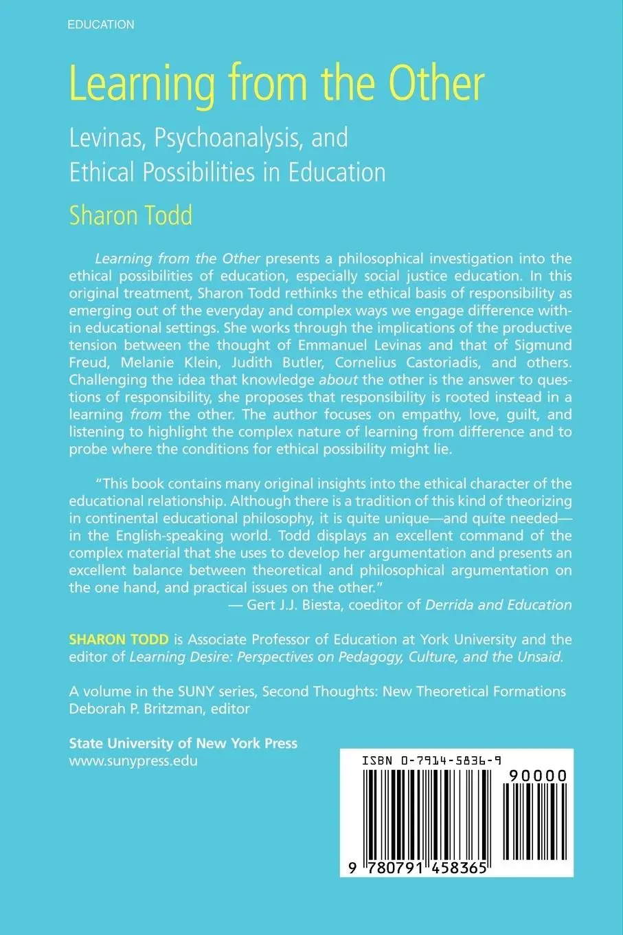 Rückseite: 9780791458365 | Learning from the Other | Sharon Todd | Taschenbuch | Englisch | 2003