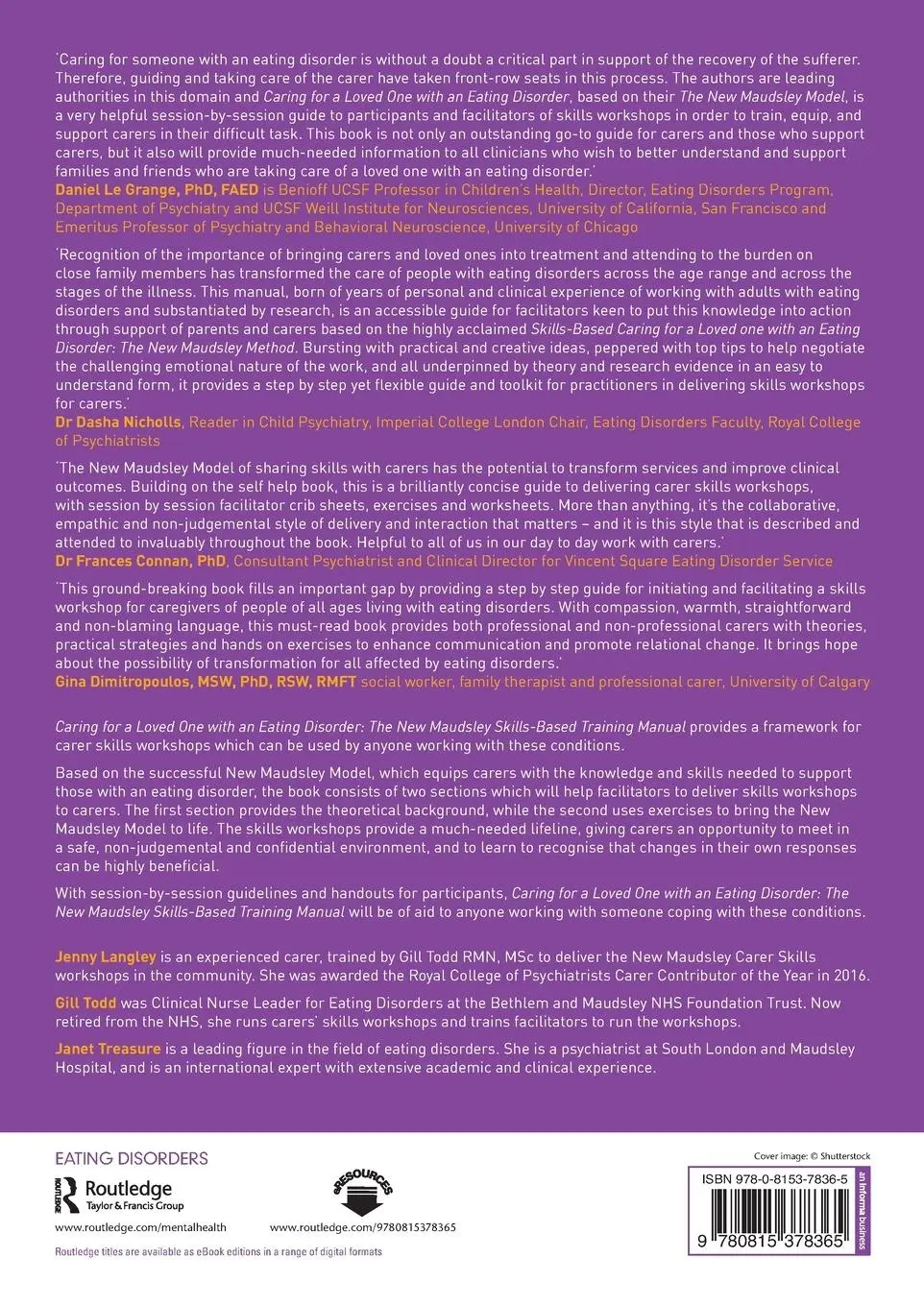 Rückseite: 9780815378365 | Caring for a Loved One with an Eating Disorder | Jenny Langley (u. a.)
